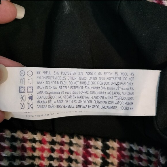 Burgundy Red  Multicolor Tweed Mini Skirt Front Zip Closure Design Sz 27 - Picture 3 of 4